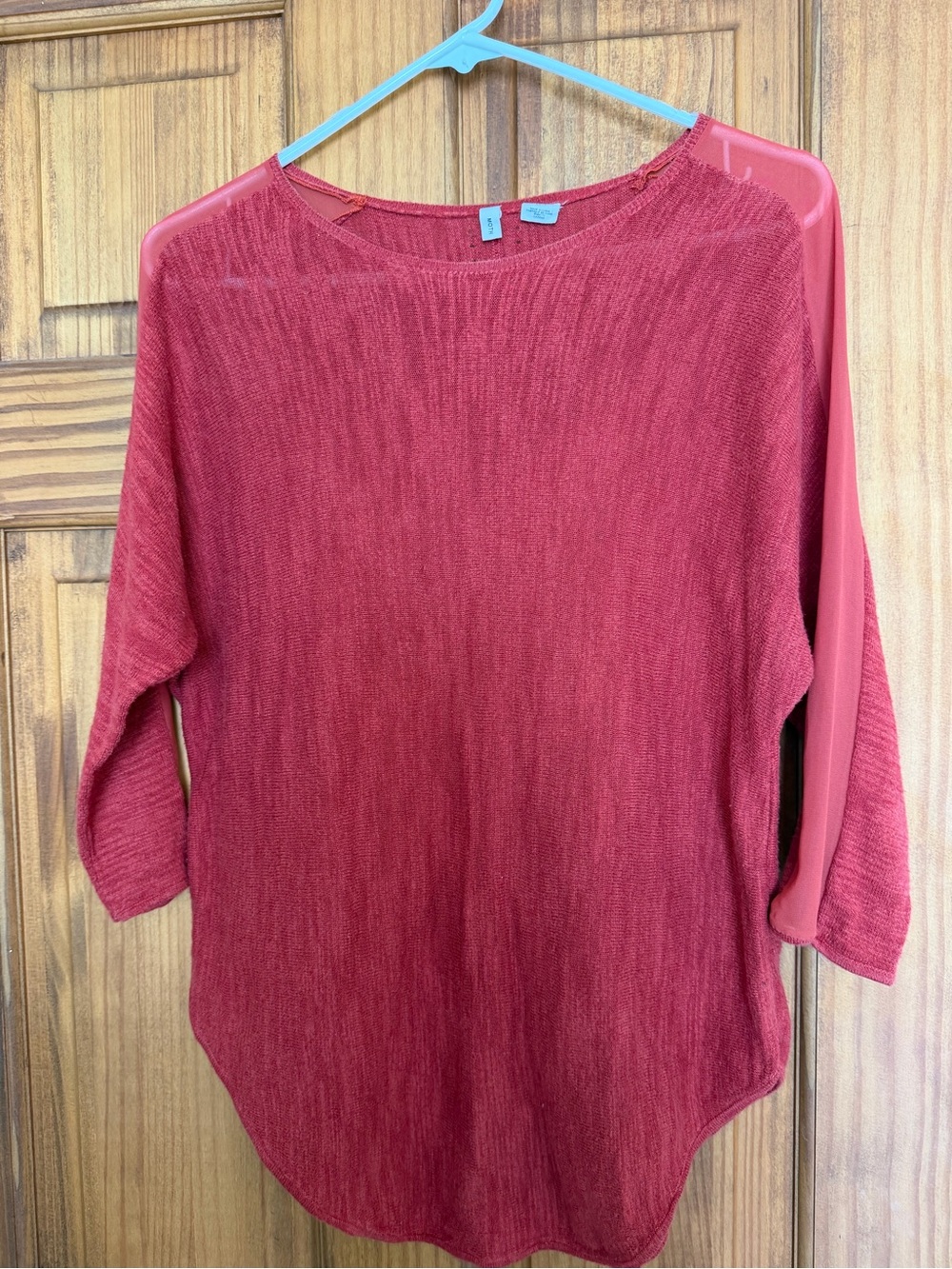 Moth Red Knit Top with Eyelet Detail